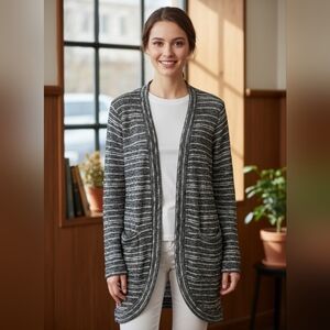 Dex Charcoal and White Knit Cardigan
